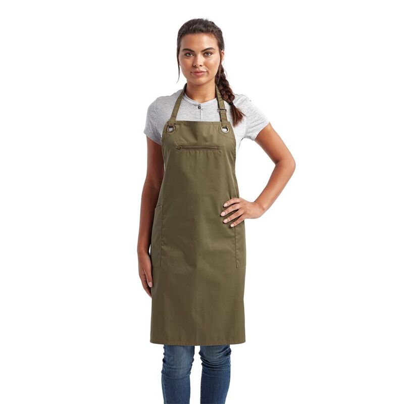 Barley Contrast Stitch Recycled Bib Apron Thumbnail