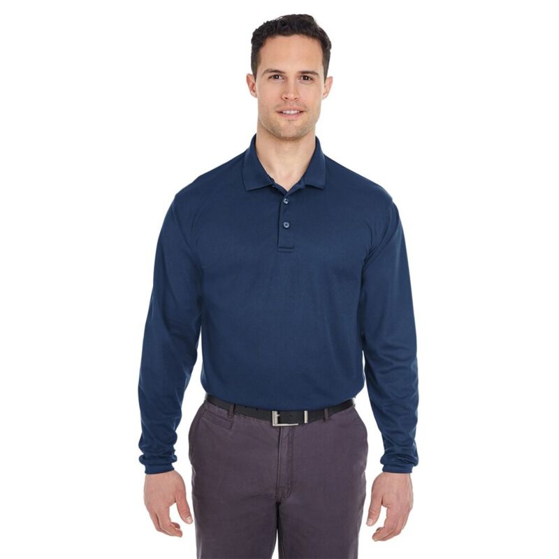 Men's Cool & Dry Long Sleeve Mesh Piqué Polo Thumbnail