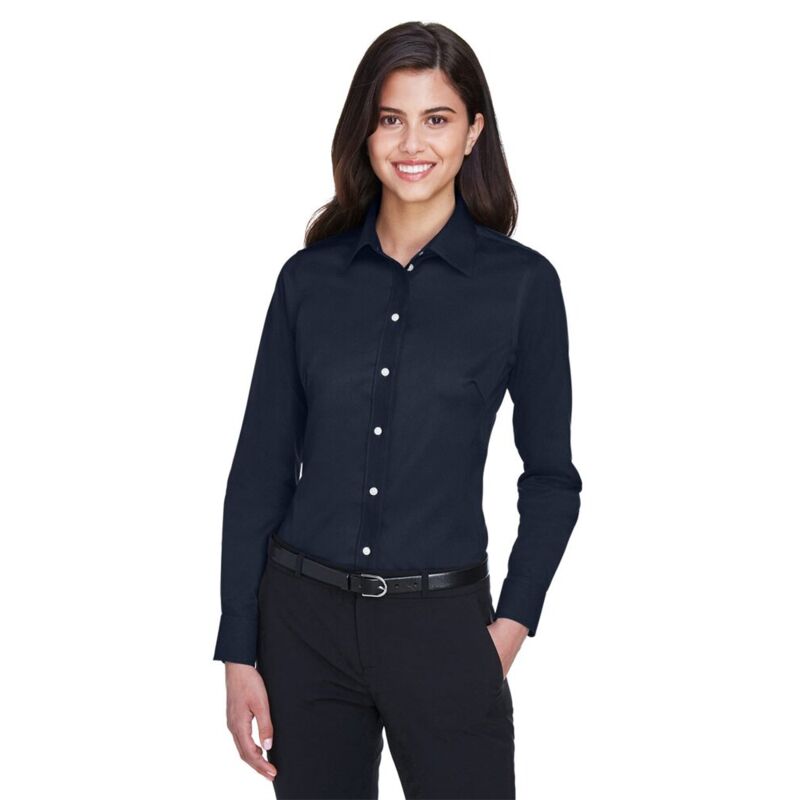 Women's Crown Collection® Solid Stretch Twill Woven Dress Shirt Thumbnail