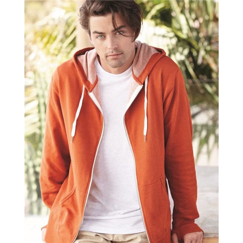 Unisex Heathered French Terry Full-Zip Hooded Sweatshirt Thumbnail