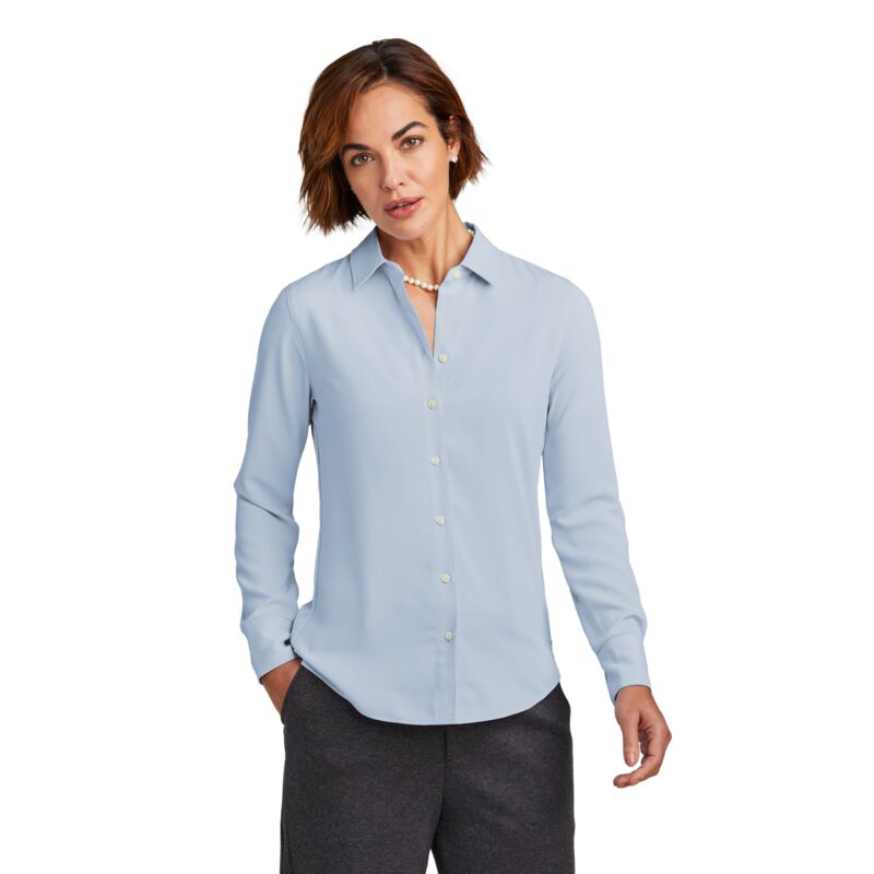 Women's Full Button Satin Blouse Thumbnail