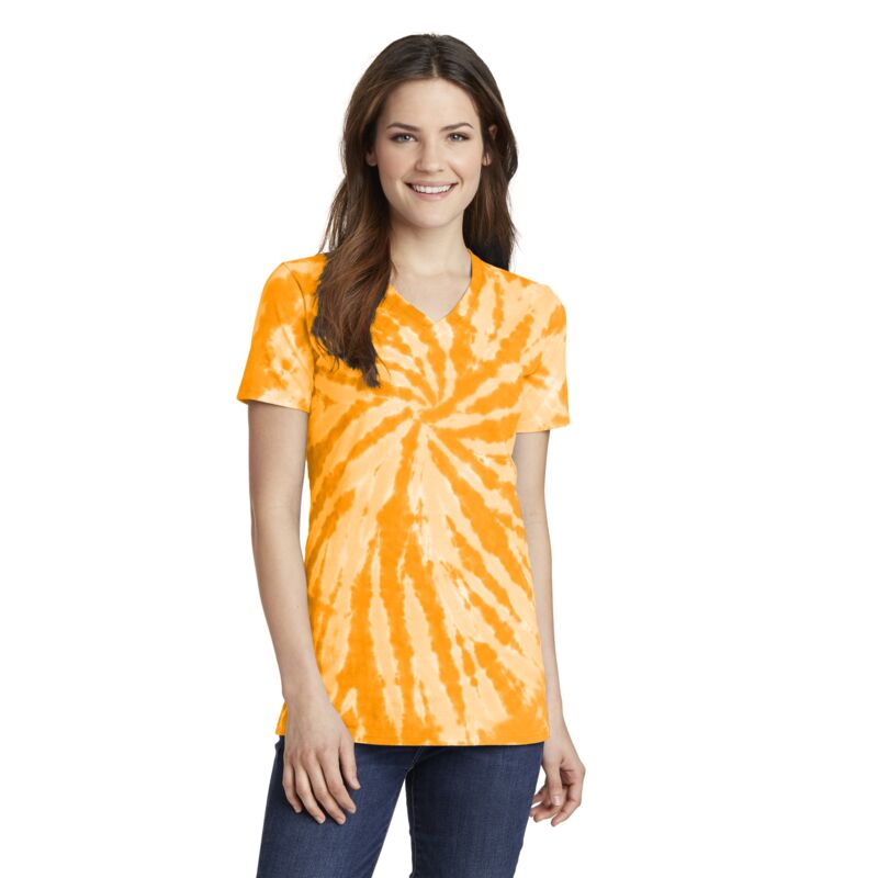 Ladies Tie Dye V Neck Tee Thumbnail