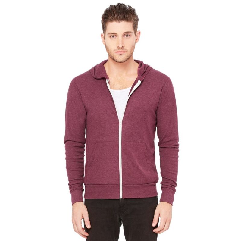 Unisex Triblend Lightweight Hooded Full-Zip Tee Thumbnail